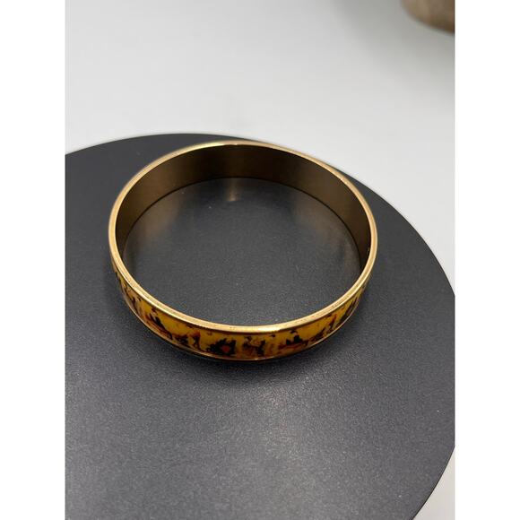 Erwin Pearl MAYA Edo Courtesan Hand Paint Print 22k Gold Plate Bangle Bracelet - Picture 7 of 7